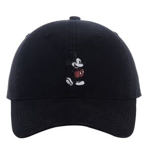 Disney Adult Mickey Mouse Embroidered Cotton Adjustable Cap in Black